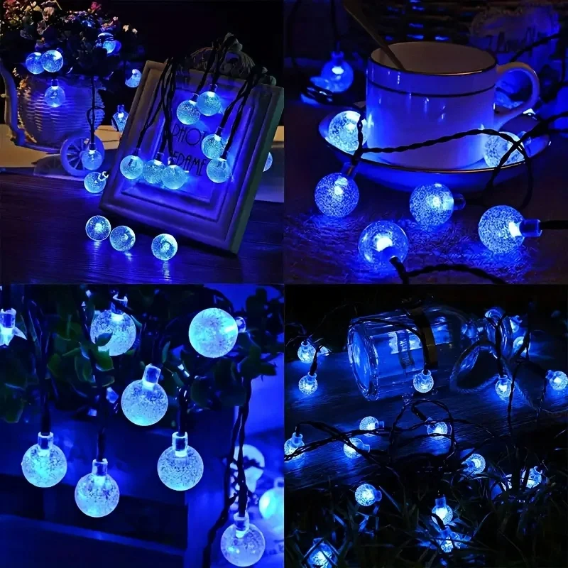 Outdoor Solar Crystal Globe Lights 8 Modes Xmas Waterproof Crystal Balls Lamp for Patio Wedding Halloween Christmas Tree Decor