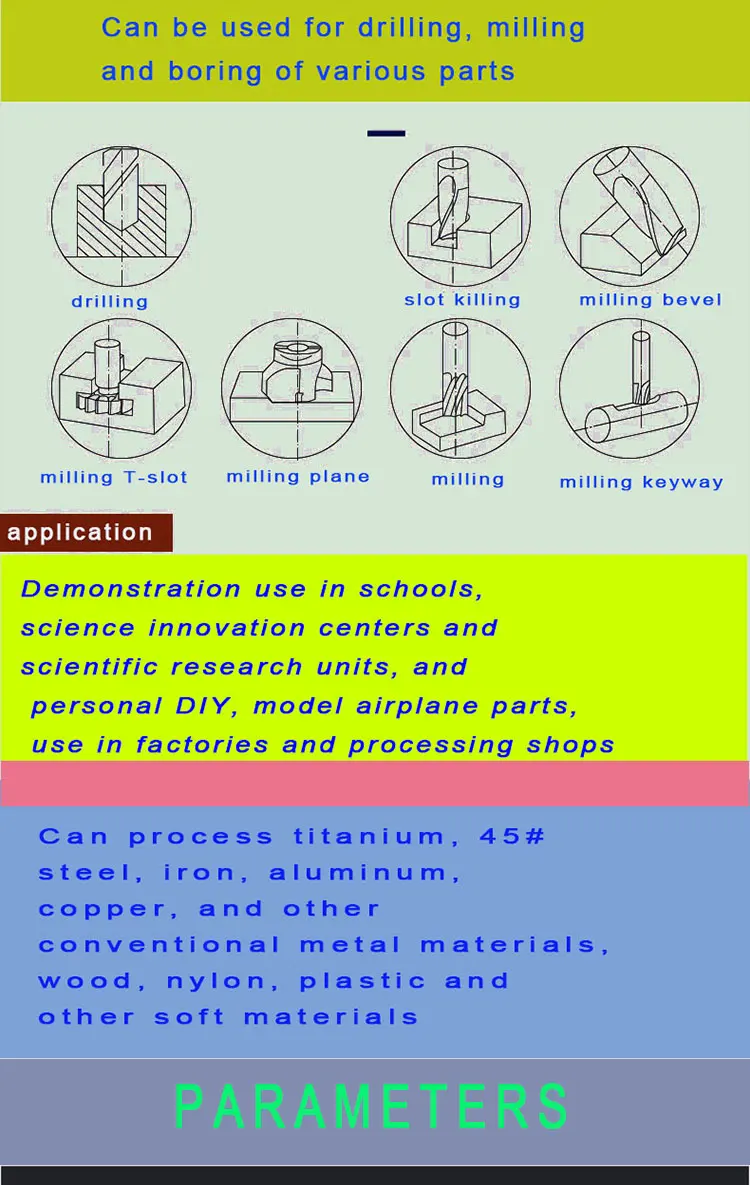 BF36 Mini Manual Vertical Drilling and Milling Machine 220V with Stemless Variable Speed Function 700*180MM 630*730*1000 Normal