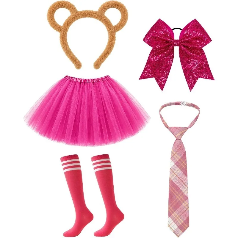 Chipmunk Cute Cartoon Headband Bow Tie Tail Tutu Skirt Cosplay Costume Set for Halloween Cosplay Party Dress up