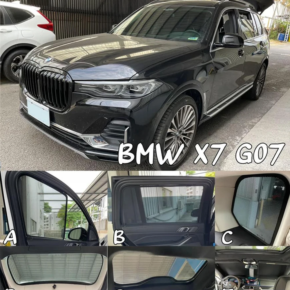 

For BMW X7 G07 2019 2020 2021 2022 2023 2024 Car Sunshade Front Windshield Frame Curtain Rear Side Window Sun Shade Visor