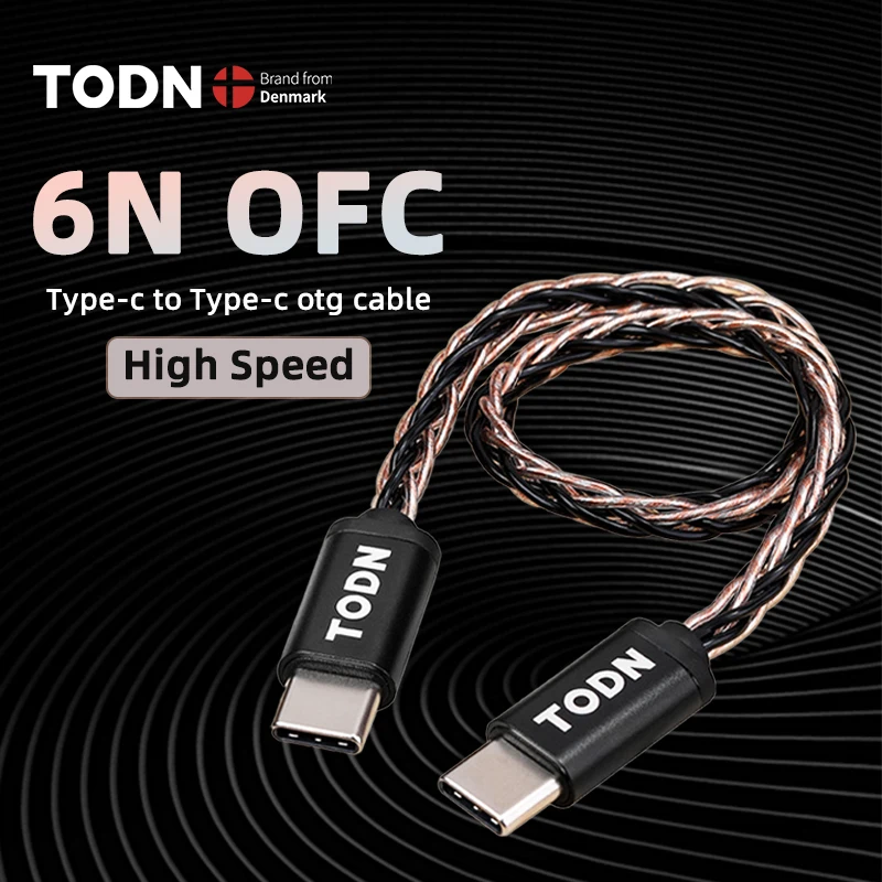 TODN OTG Audio Cable Hifi USB Cable Type C To C OFC Silver-plated HiFi Portable DAC Heaphone Amplifier