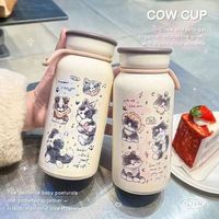 Japanese Style Cartoon Animal Water Bottle Large Capacity Leak Proof Cute Cat Thermos Cup Kawaii 450ml Cute Cat Thermos Bottle
