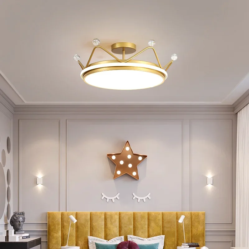 New Bedroom Chandelier Princess Crown Ceiling Lamp Children's Room Study Room Starry Chandelier Indoor Lighting