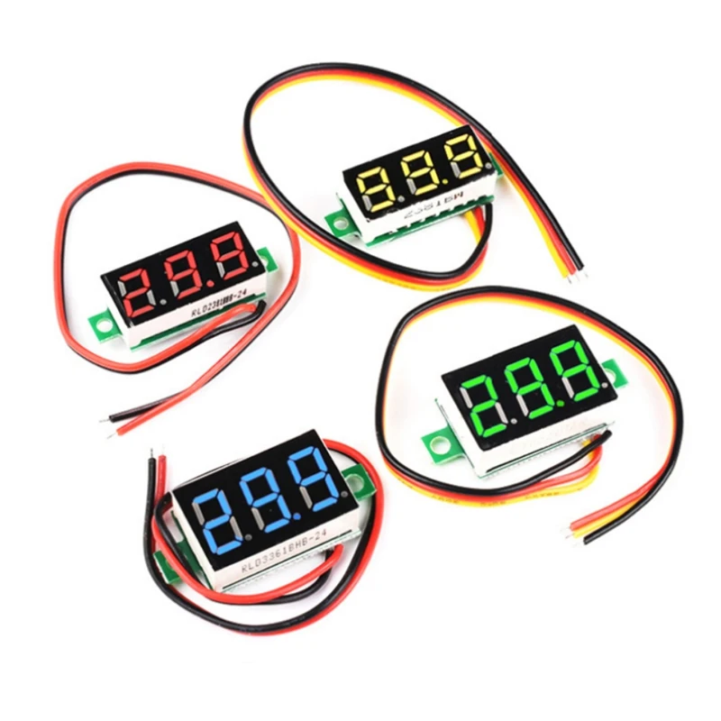 5 szt. 0.28 Cal 2 przewody 3 przewody 2.5V-40V Mini woltomierz cyfrowy miernik Tester napięcia czerwony/niebieski/żółty/greenc