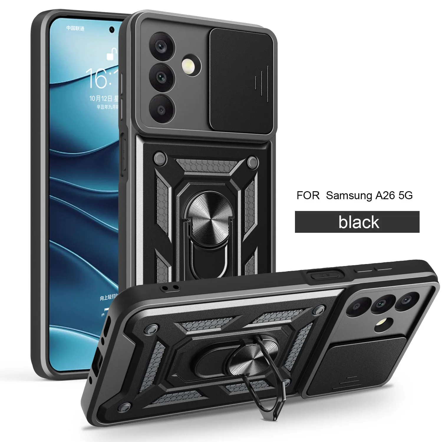 Slide Camera Lens Protector Armor Case For Samsung Galaxy A26 A36 A56 5G Military Grade Bumpers Ring Cover