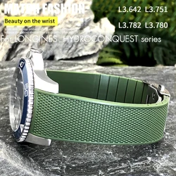 21mm 19mm 20mm Natural Rubber Watchband for Longines Hydroconquest L3 39mm/41mm/43mm Watch Dial Diving Silicone Strap