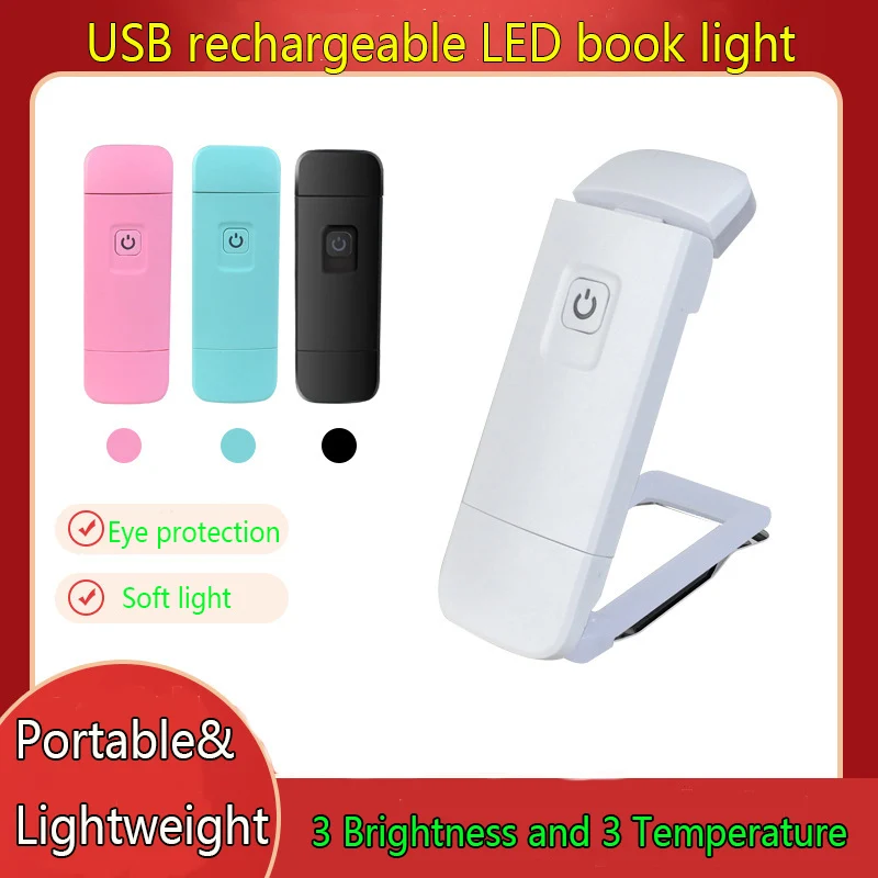 

New LED USB Rechargeable Book Light Reading Light Eye Protection Night Light Portable Clip Desk Light Bookmark Read Night Lamp