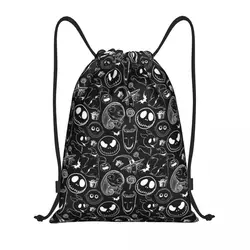 Custom Horror Skull Jack Skellington Drawstring Bag Women Men Lightweight Christmas Nightmare Sports Gym Storage Backpack