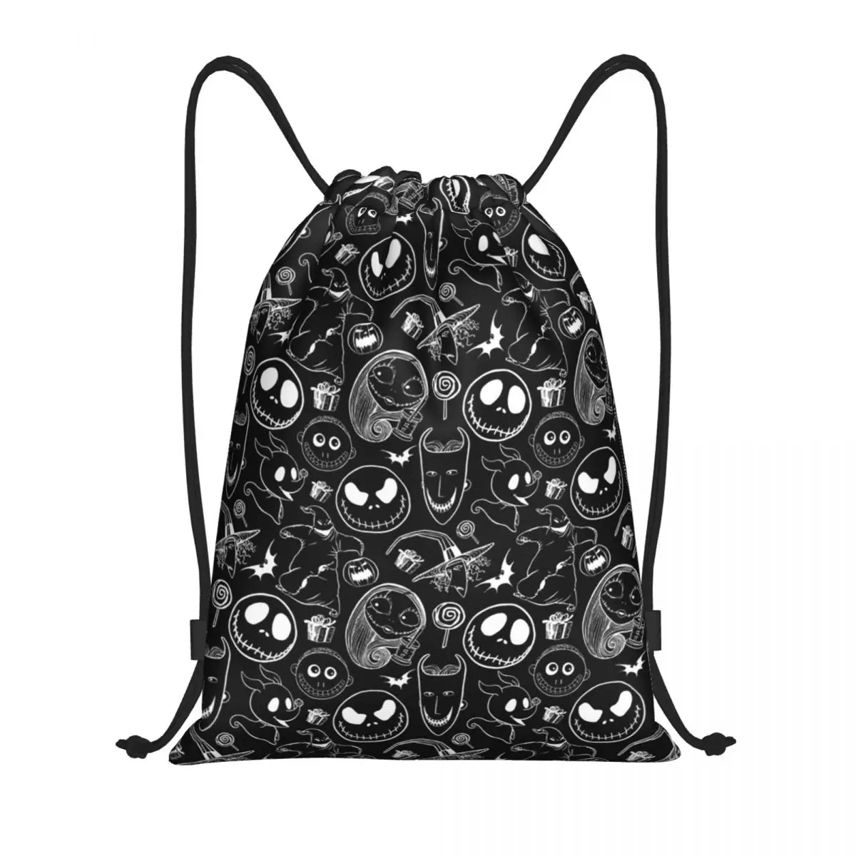 Custom Horror Skull Jack Skellington Drawstring Bag Women Men Lightweight Christmas Nightmare Sports Gym Storage Backpack