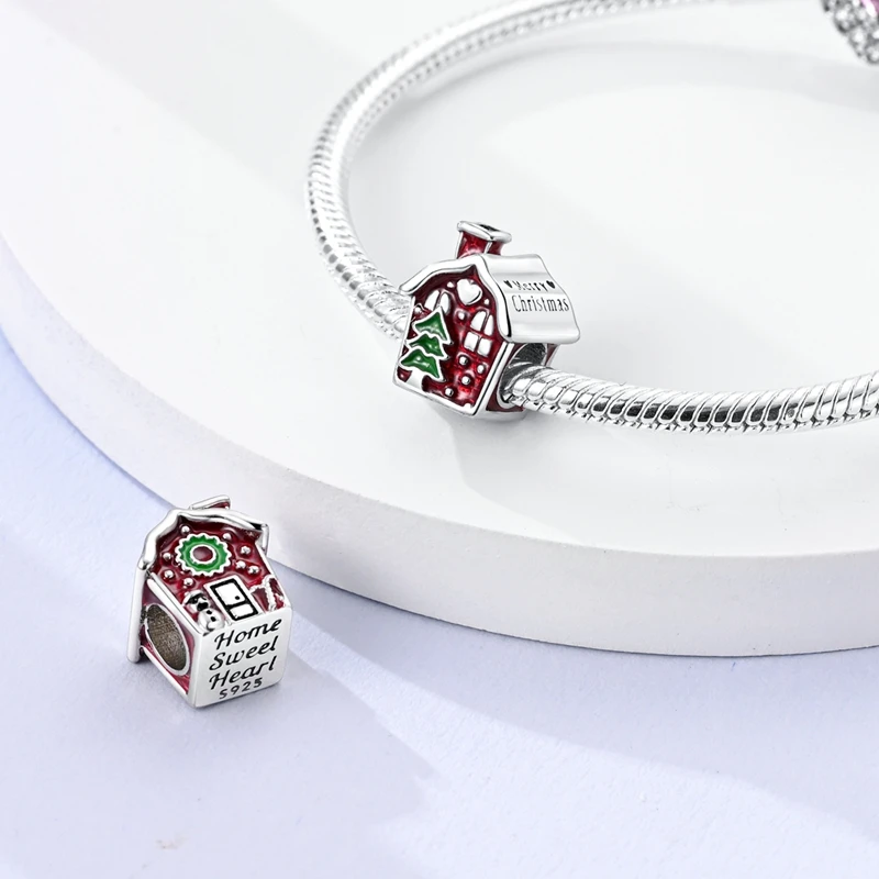925 Sterling Silber Charm Weihnachtsmann Rentier Schneemann Winter Perlenanhänger Passend für Original Armband Armreif Luxus Schmuck – Detail 6