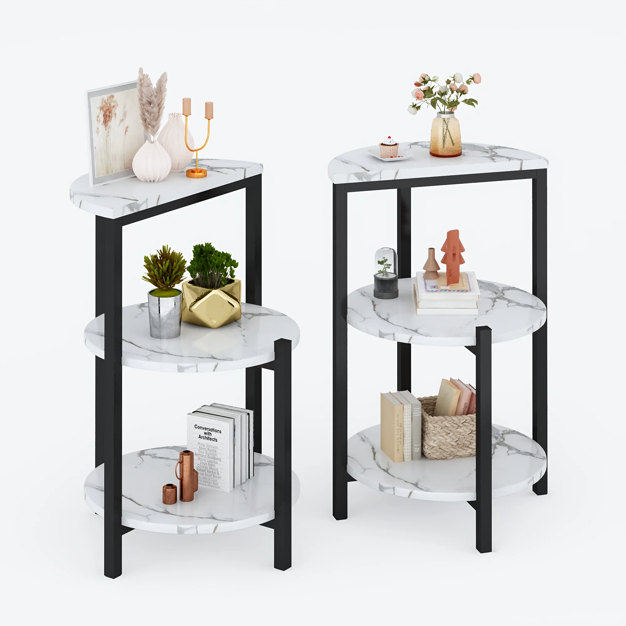 

Living Room Side Table Two-piece Set, Small Side Table Does Not Occupy The Space Of The Living Room Side Table, Metal Frame Easy to Assemble Home Furniture, Suitable for Living Room, Bedroom Side Table