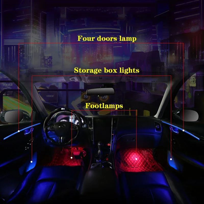 Upgrade 64 Color Led Ambient light for Infiniti Q50 Q50L QX50 QX60 Q70 Atmosphere Advanced Light Decoration lamp Car styling