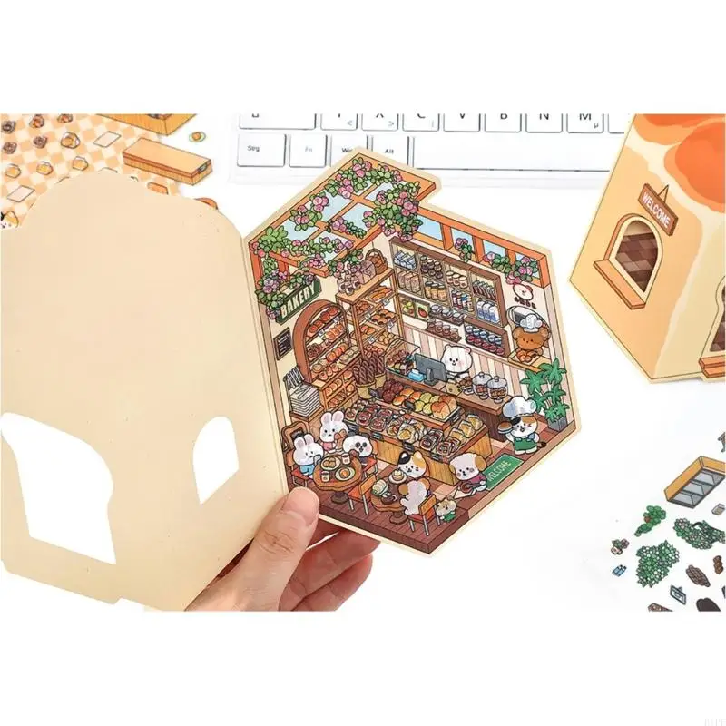 E1PF Cartoon Chep Shop Landscape Stickbook СИТКА