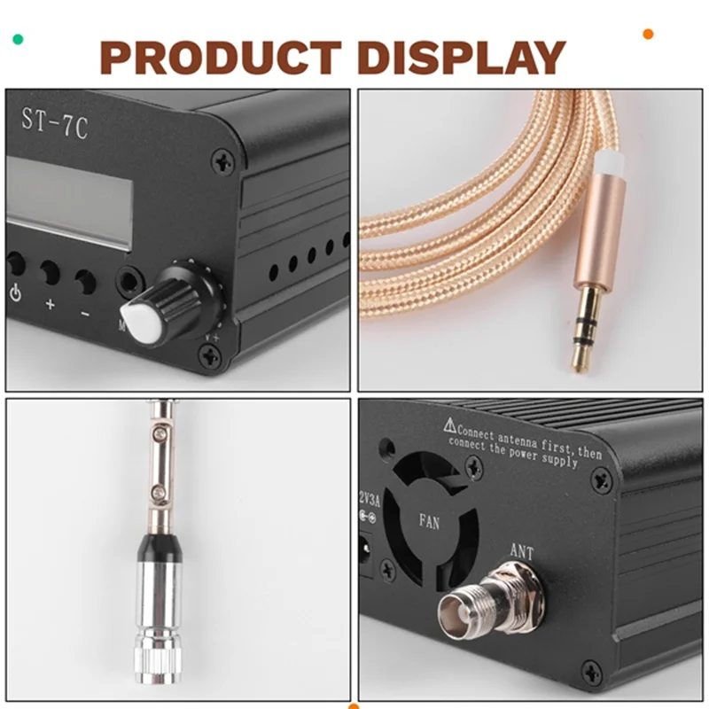 A73E-ST-7C Wireless FM Radio Transmitter Wireless Audio Transmission Transmitter Stereo Amplifier 76-108Mhz TNC