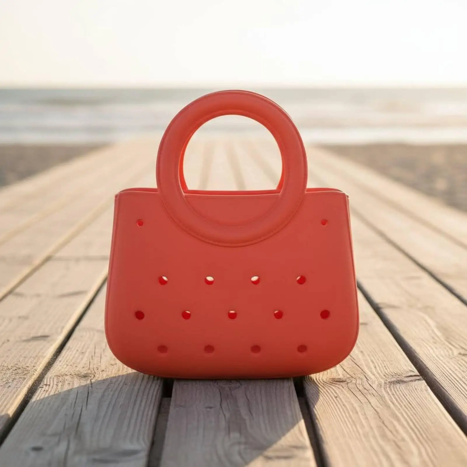 Eco Bag Compact Women Handbag EVA Perforated Design Custom Charm Tote for Office and Travel Use