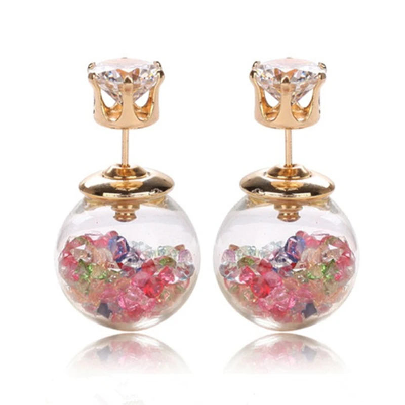 2026 New Design Fashion Brand Jewelry Thick Glass Beads Stud Earrings Double Imitation Pearls Earring For Womens Gift