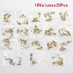 360pcs 18Valuesx20Pcs Capacitor Pack 5pF~820pF 50V Multilayer Ceramic Capacitors Assortment Kit NPO COG  High Quality