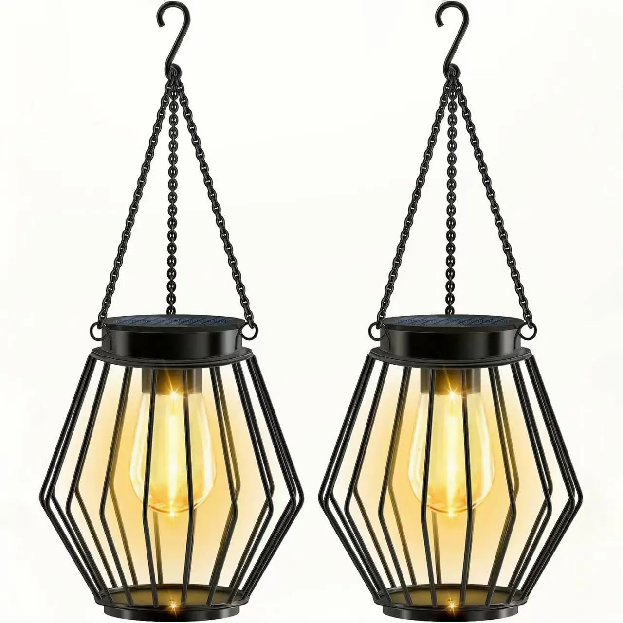 Vintage Metal Solar Pendant Light Outdoor Waterproof with LED Garden Decor Landscape Lighting Solar Powered String Lights