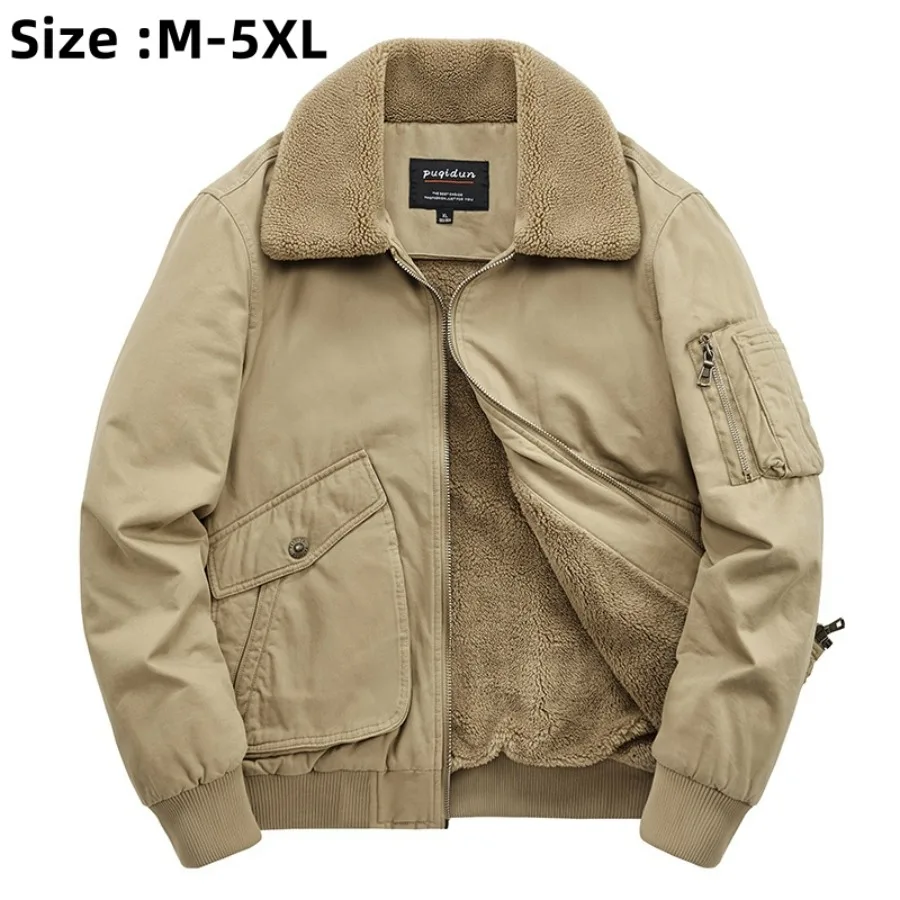 

Men's Military Windbreaker Camping Jackets 2024 Winter Big Size Tactical Clothing Warm Casual Lamb Fleece Cardigan Coats for Men