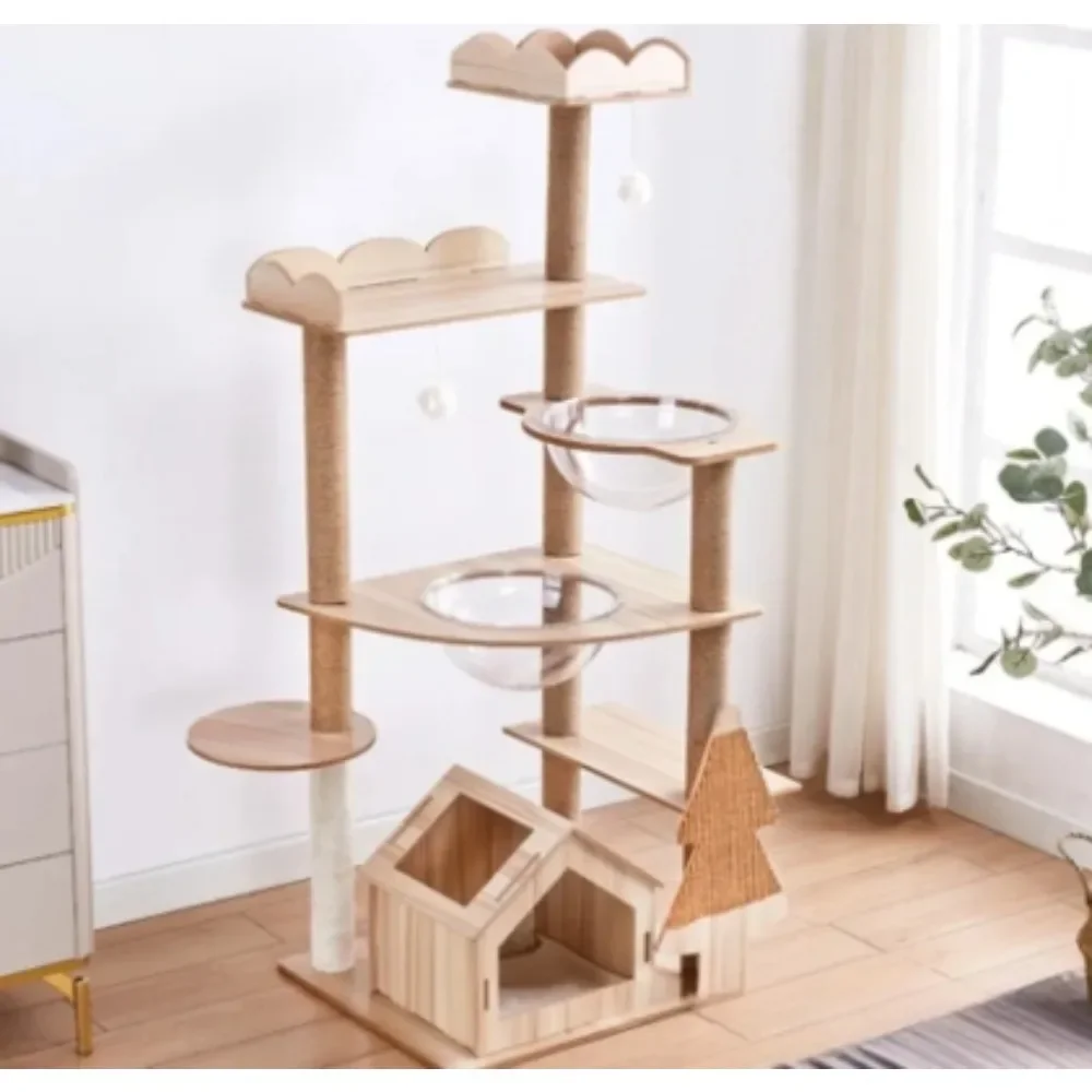 Luxury modern cat tree climbing frame Pet Supplies Cat Crawling Nest Scratching Board House Pillars Wooden Cat Apartment