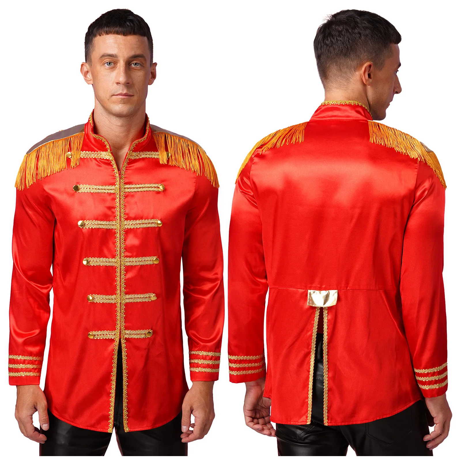 Volwassenen Heren SGT Sergeant Pepper Kostuum Satijnen Vest Jas Hippie Middeleeuwse Halloween Party Prestaties Carnaval Cosplay Kleding