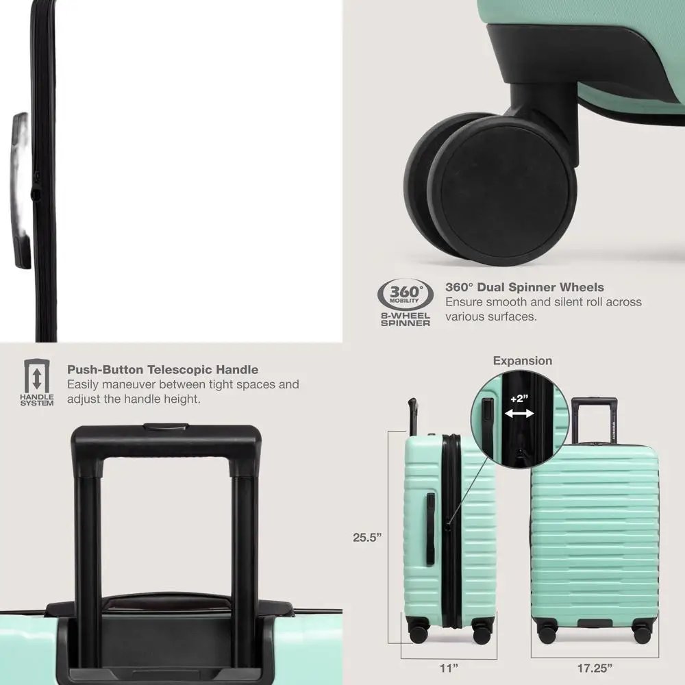 

Расширяемый твердый чемодан Mint 26, средний размер Boren с 8 спиннерными колесами