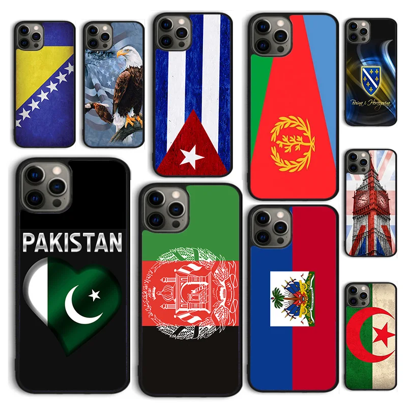 Algeria Afghanistan Bosnia British Pakistan Flag Phone Case for iPhone 16 15 12 mini 11 13 14 Pro Max SE2020 Apple 7 8 Plus