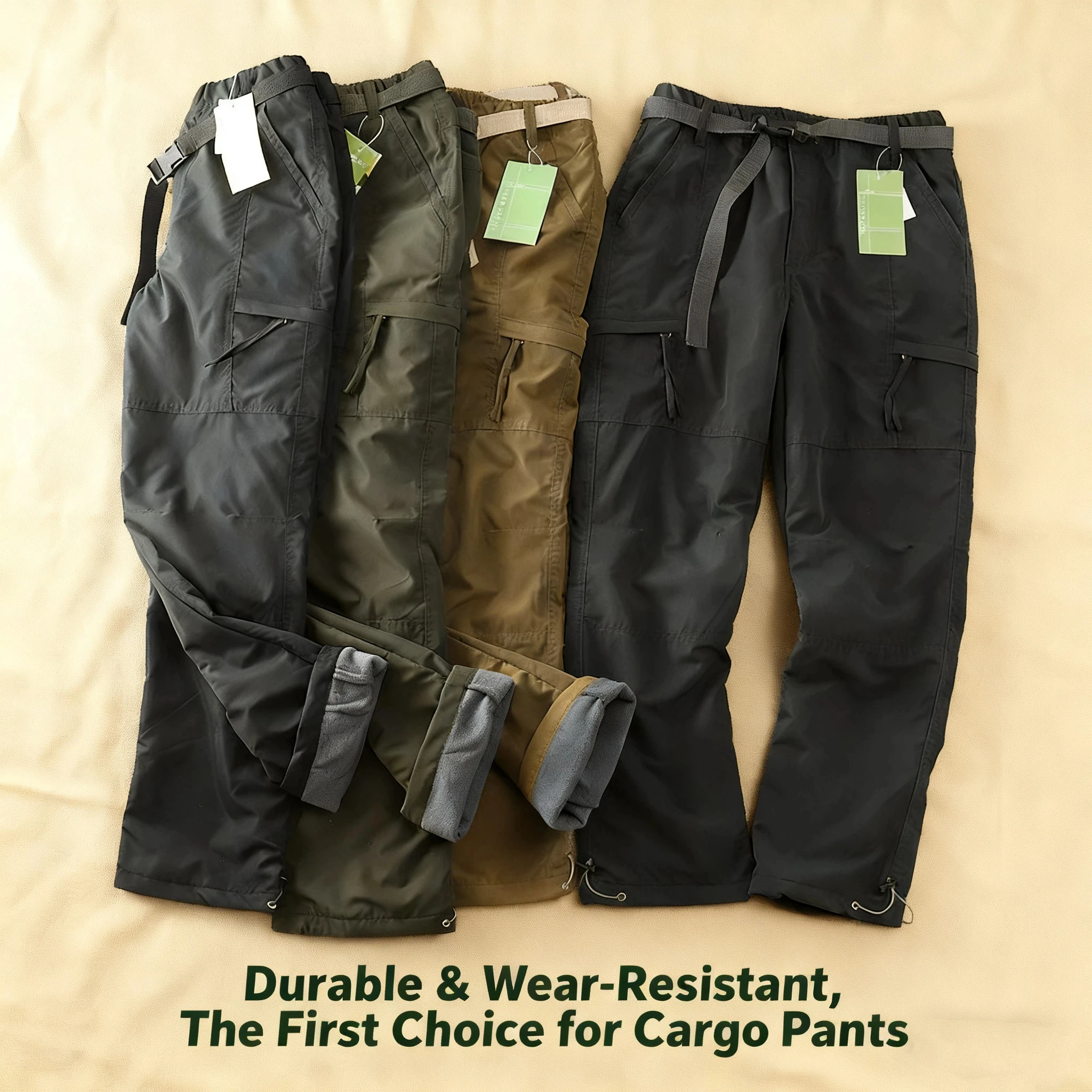 

Зимние мужские ветрозащитные и водонепроницаемые рабочие брюки на уличной подкладке, зимние брюки с несколькими карманами, повседневные толстые теплые зимние брюки