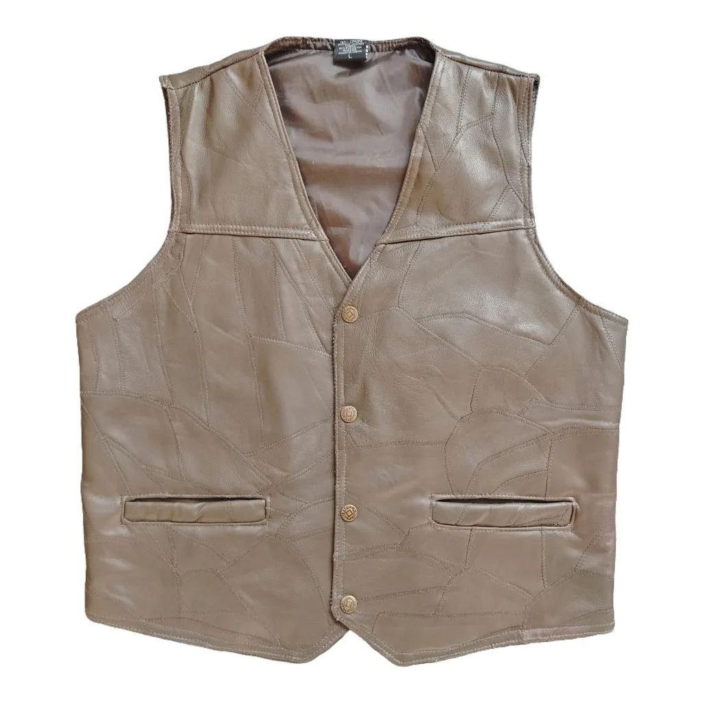 V-Neck Slim Fit Quilted Soft Real Cowhide Leather Vest for Men Classic Biker Motorcycle Waistcoat Casual Autumn and Winter