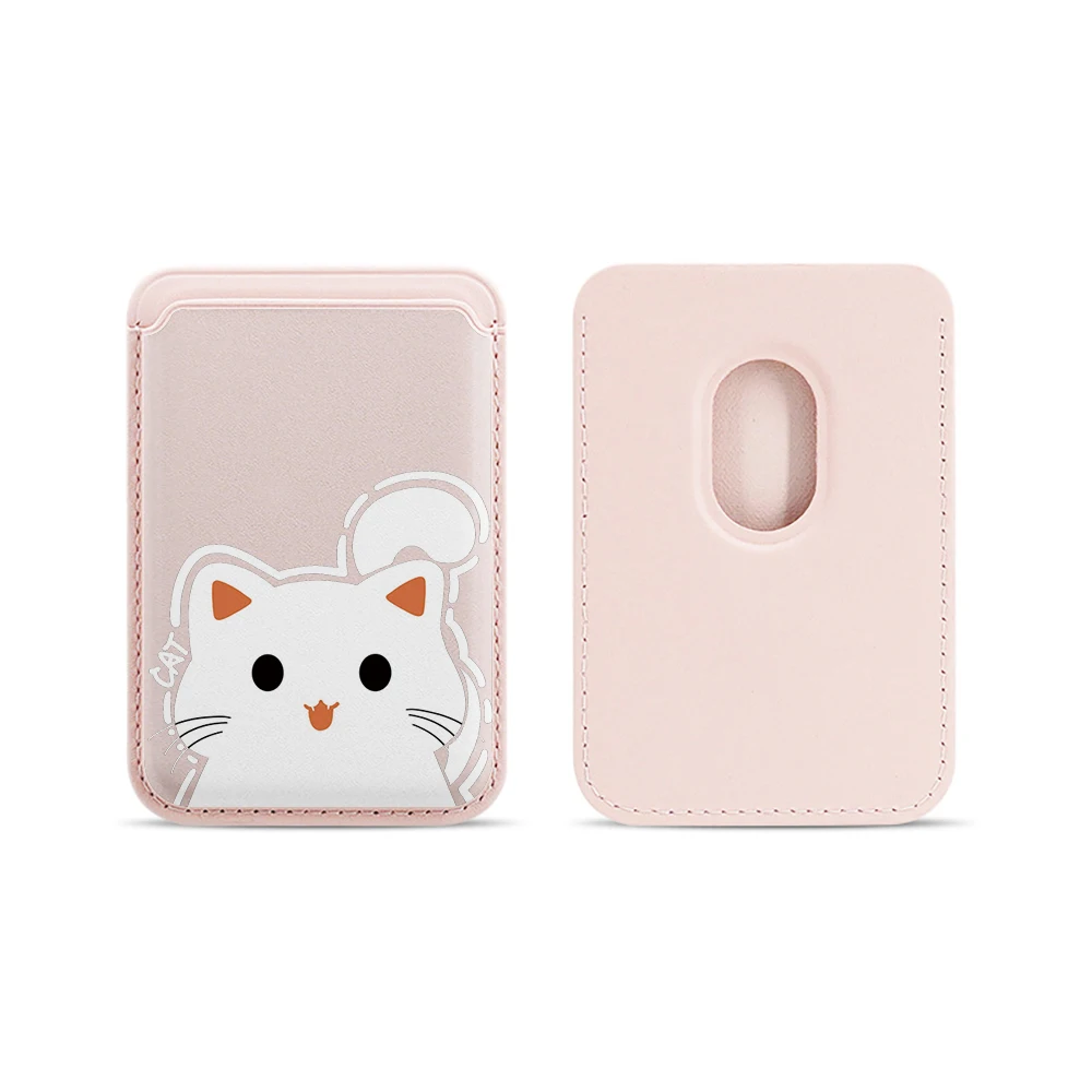 Katzen-Leder-Kartenetui Handyhülle Kartenhalter für Magnetische Hülle Geeignet für alle iPhones mit Magsafe-Kartenfunktion Niedliche Rückentasche – Detail 17