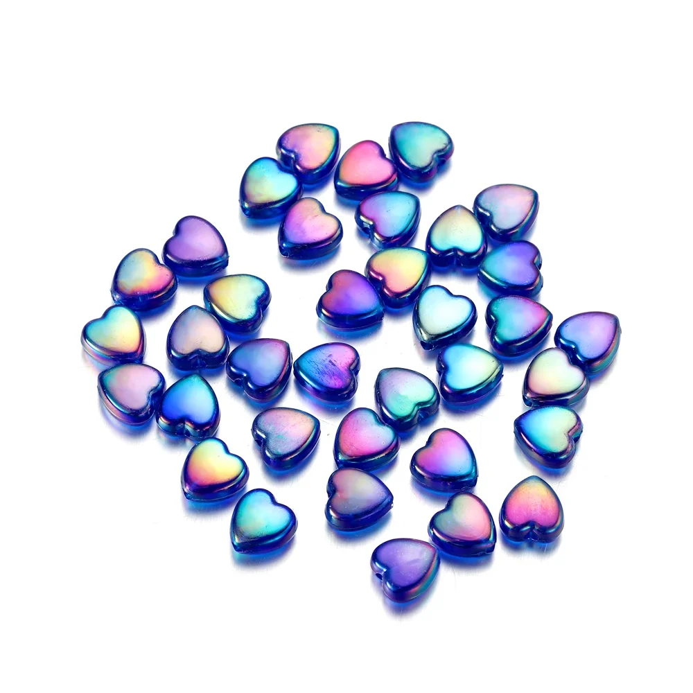 50/100Pcs 9mm AB Color Acrylic Love Heart Shape Bead Loose Spacer Beads for DIY Bracelet Necklace Jewelry Making Accessories