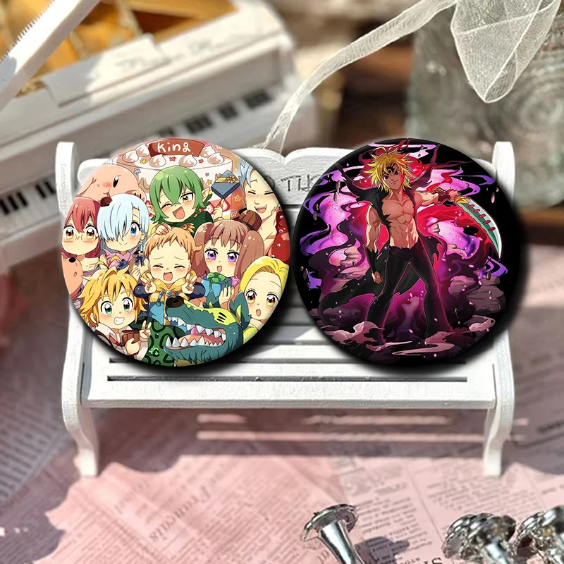 58mm New Anime The Seven Deadly Sins Pins Tinplate Badge DIY Cartoon Brooch Pin for Clothes Decoration Fans Collection Gifts
