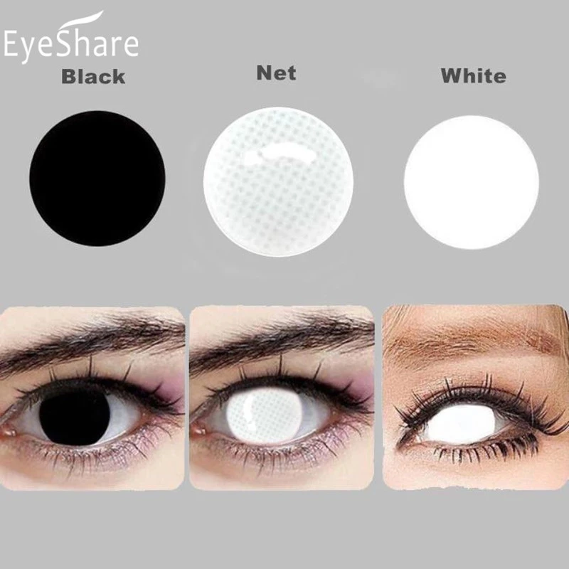 EYESHARE 1Pair Halloween Colorful Contact Lenses Anime Cosplay Eye Lenses Multicolored Lenses White Black Lenses Yearly Contacts