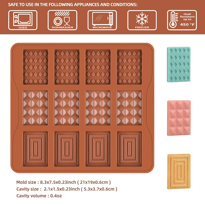 Break Apart Candy Molds Silicone Shapes Mini Chocolate Bar Small Silicone Molds for Wax Melts Food Grade Non-stick Jello Mould