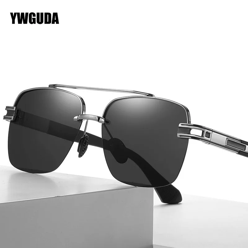 

Luxury Men's Glasses Rimless Frame Sunglasses UV400 Polarized Driving Shades Fashion Sun Glasses For Male