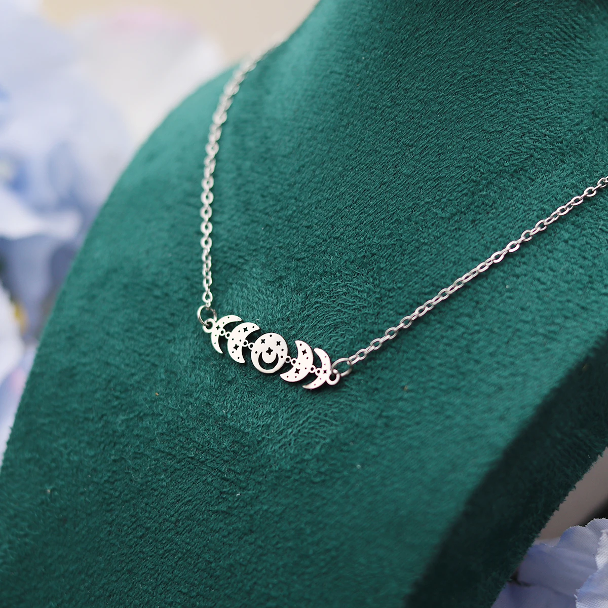 كينيتيال خمر السماوية القمر المرحلة المختنق قلادة بوهو القوطية الساحرة لونا قلادة قلادة مجوهرات للنساء #3