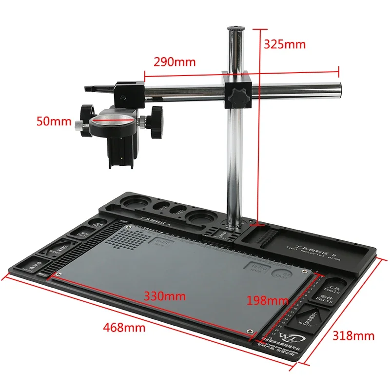 Imagem -04 - Telefone Pcb Soldering Repair Station Mesa Ajustável Boom Stand de Trabalho Suporte de Anel de 50 mm Braço Ajustável para Microscópio Estéreo