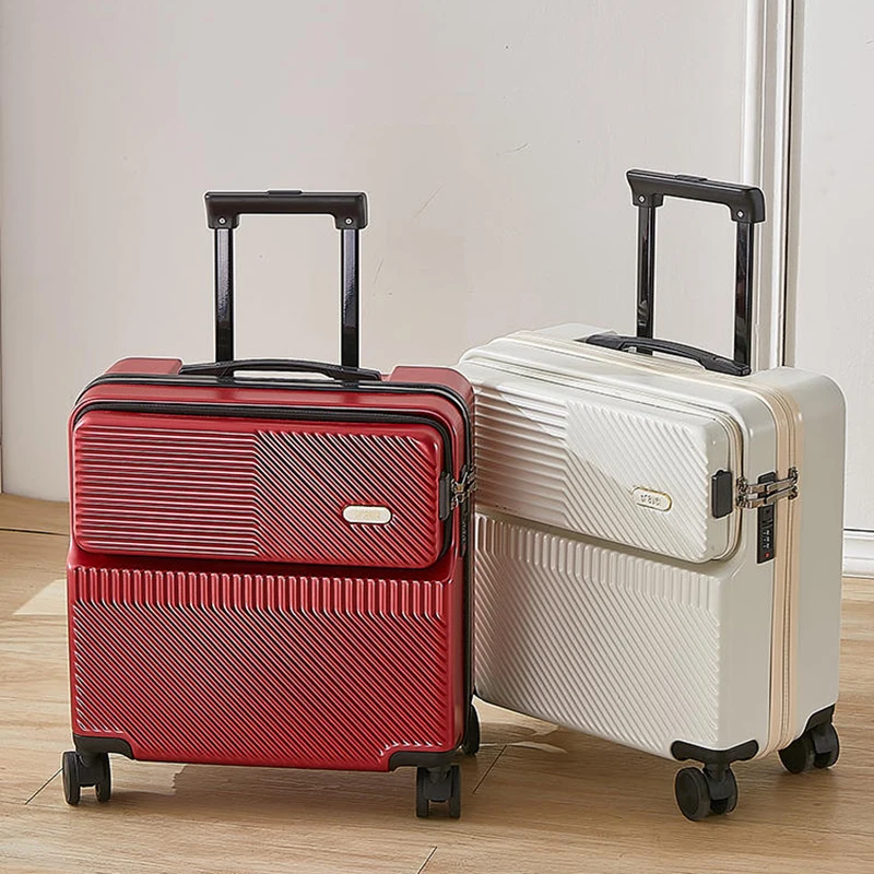 

Suitcase 18 "female boarding luggage small lightweight pull rod box 20" front opening multifunctional travel box men