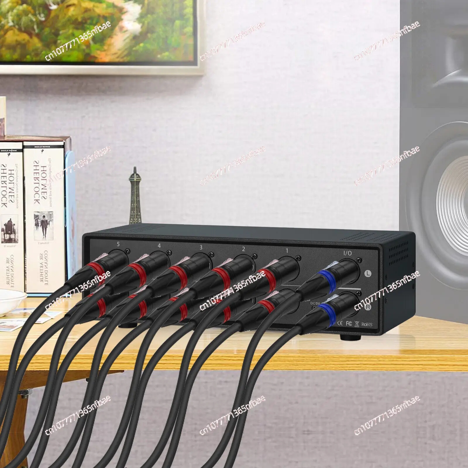 MC105 Manual 5-Way Balanced XLR Audio Switcher Box 1(5)-IN-5(1)-OUT Amplifier Signal Selector Splitter
