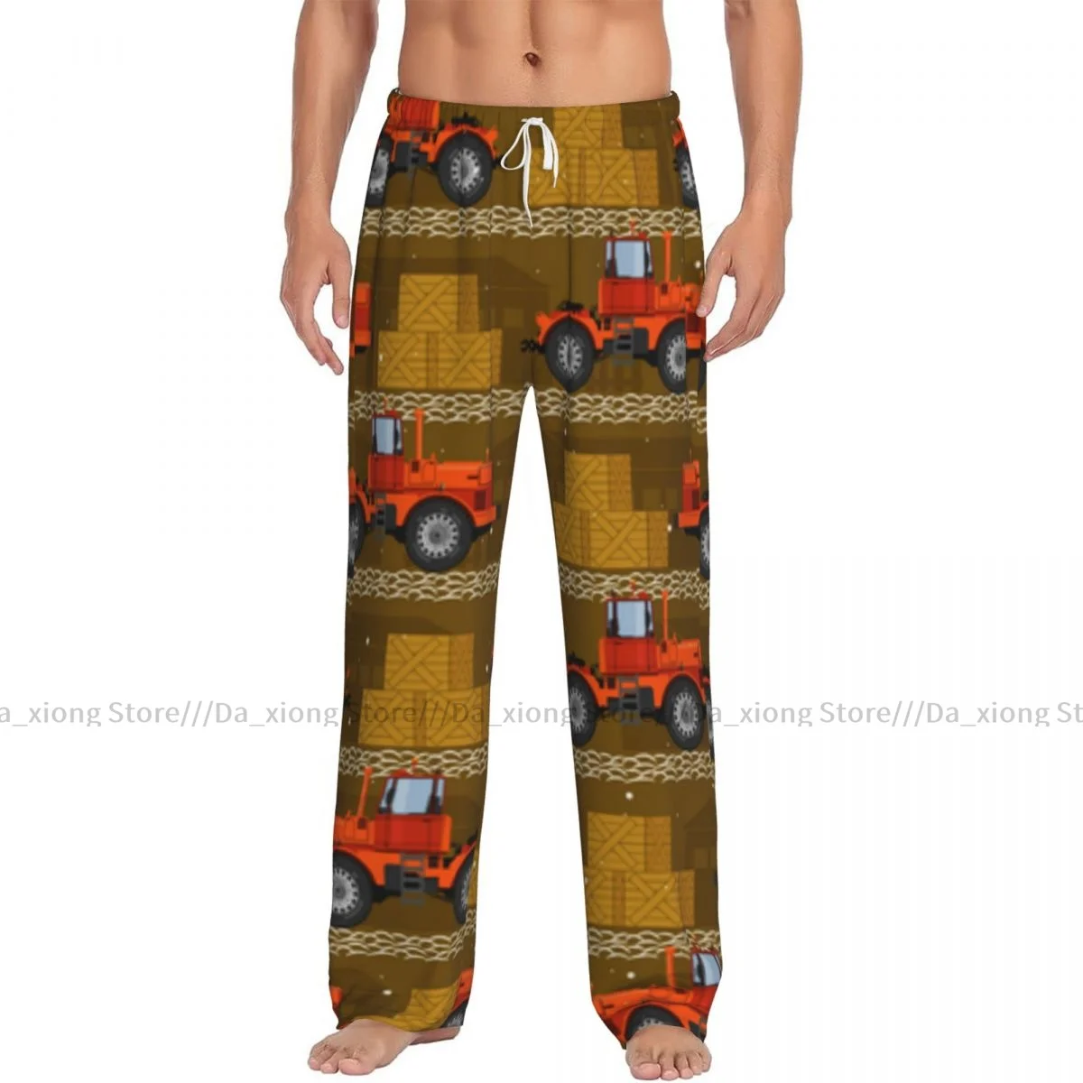 Men Sleep Bottoms Male Lounge Trousers Men's Construction Vehicles Tractor Pajama Pants