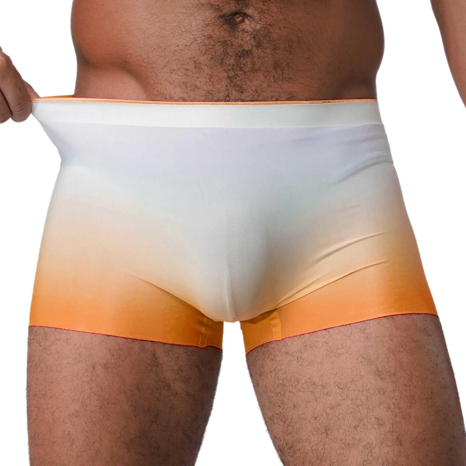 Men Adult Gradient Silky Stretchy Panties Elastic Waistband Bulge Pouch Underpants for Boyfriend Husband Everyday Wear Panties