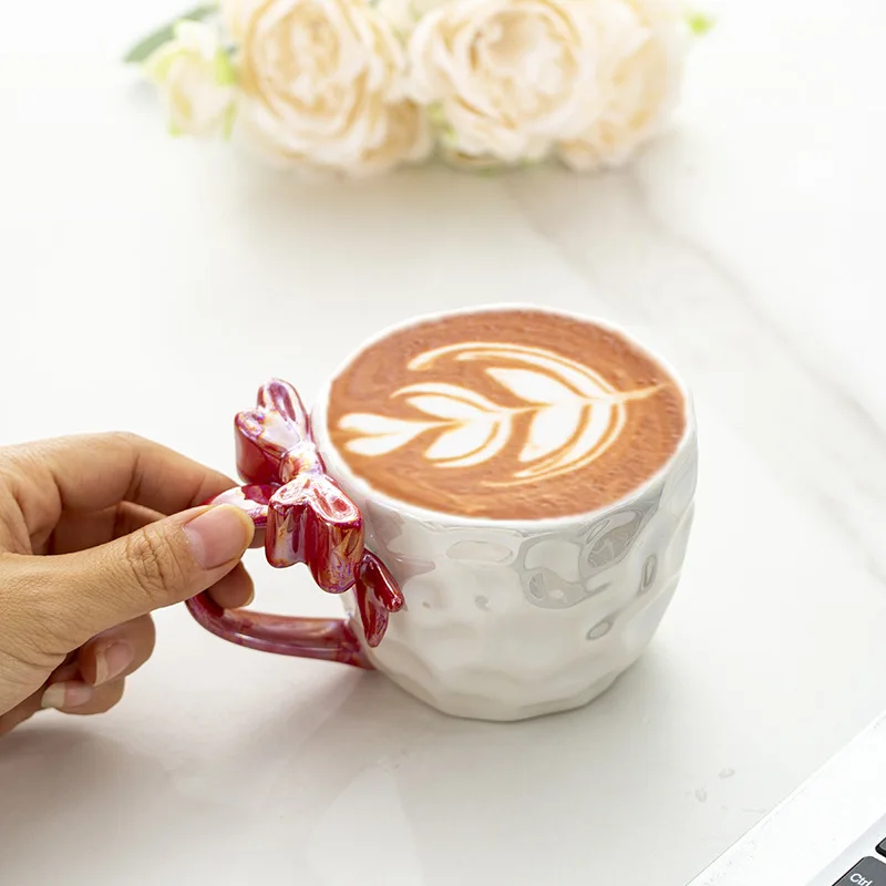 

Красочная керамическая кружка с перламутровой глазурью и бантом, высококачественная парная кружка для девушек, сувенир