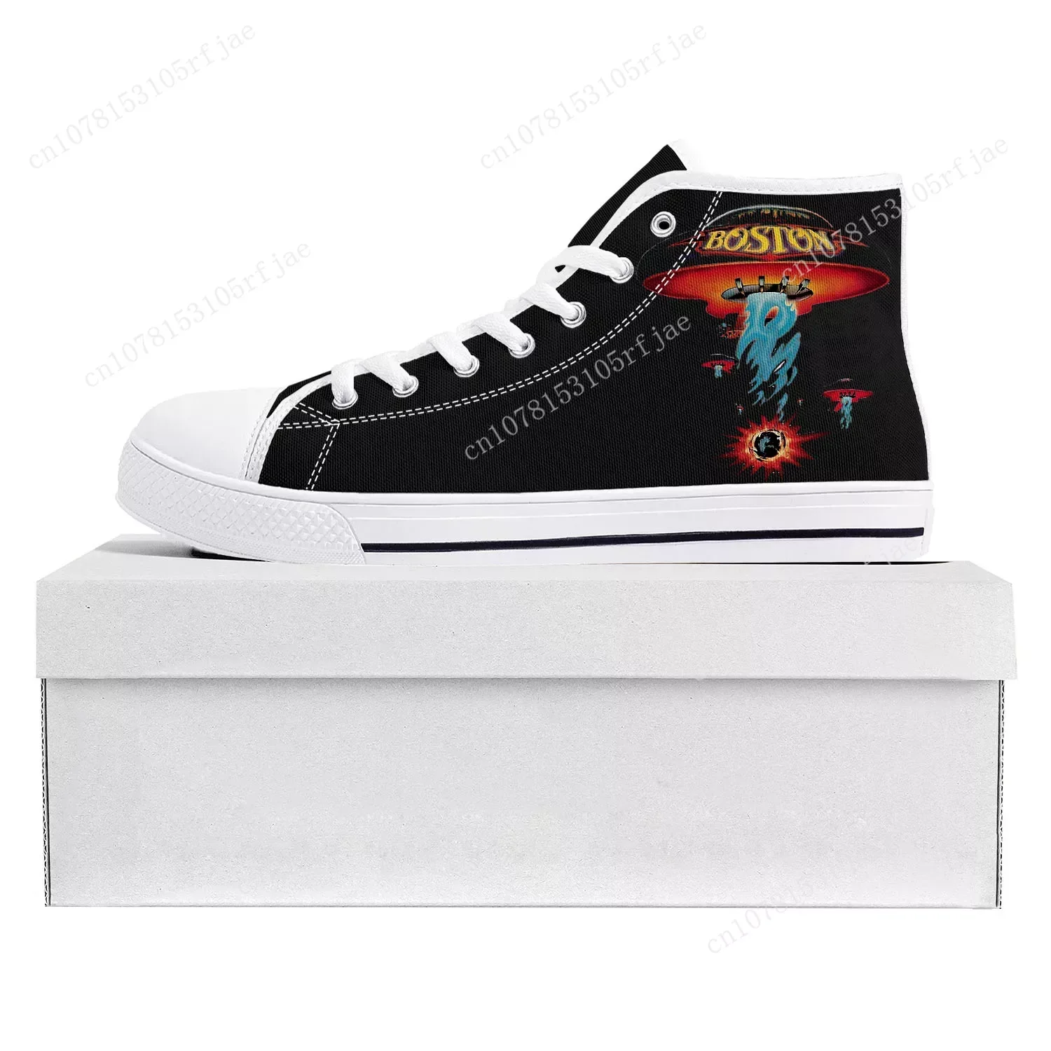 Boston Band Rock Band High Top High Quality Sneakers Mens Womens Teenager Canvas Sneaker Casual Couple Shoes Custom Shoe White