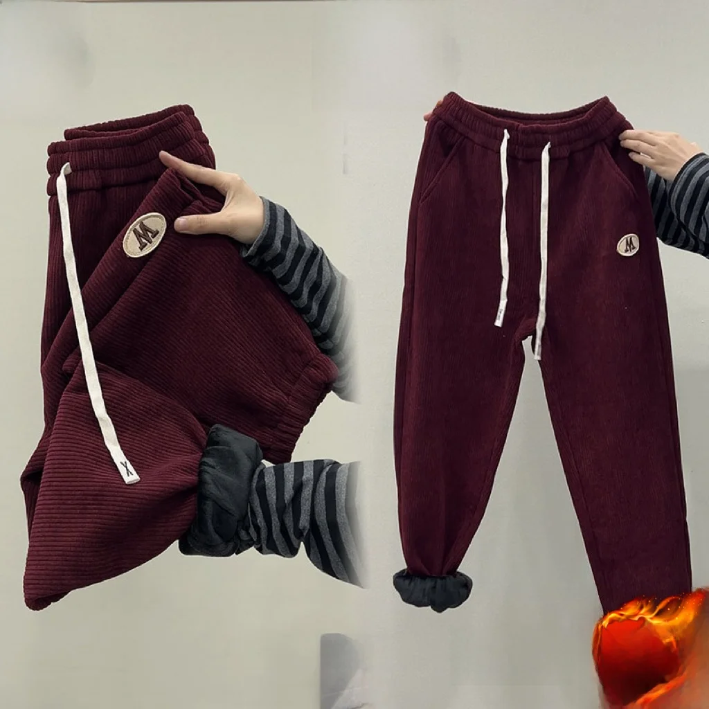 

plus Size Women's Fce Lined Thiened Casual Pants High Waist Harlan Sle Warm Trousers Autumn Winter Faion plus Size