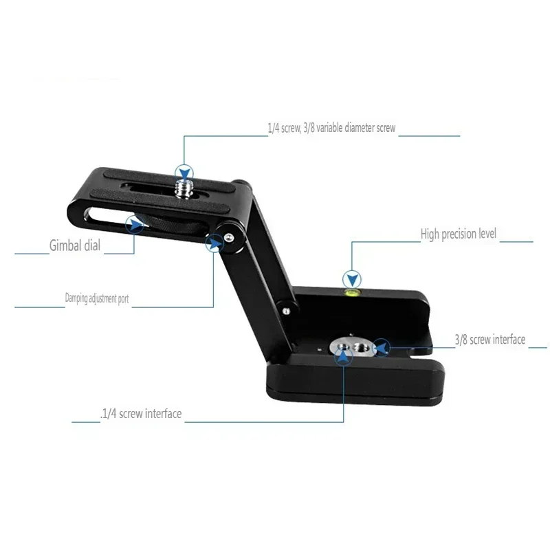 1 PCS Z Type Tilt Tripod Head Folding Tilt Foldable Convenient Single Quick Release Plate Stand Holder Camera Bracket Portable