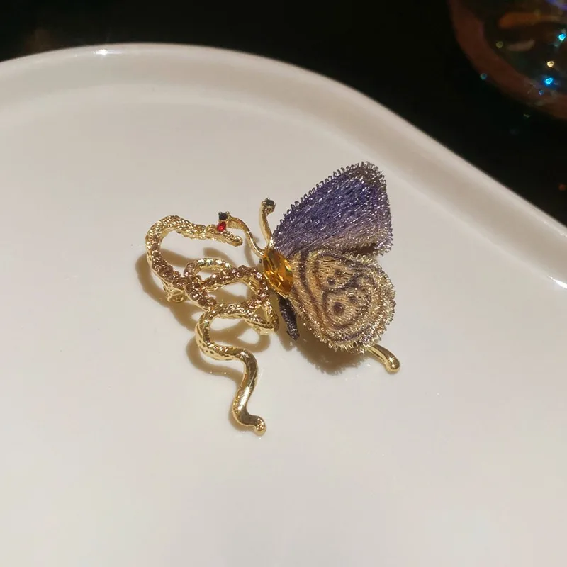 مينار الخيال لامعة الراين محبوك الجوف خارج أجنحة الفراشة دبابيس للنساء الذهب تصفيح المعادن كل يوم الملحقات #4