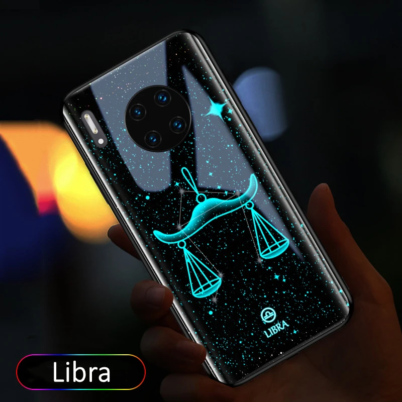 

Constellation 7 Color LED Light Glowing Luminous Tempered Glass Phone Case for Xiaomi 11 12 13 Mix 4 Redmi K60 Pro Lite Ultra