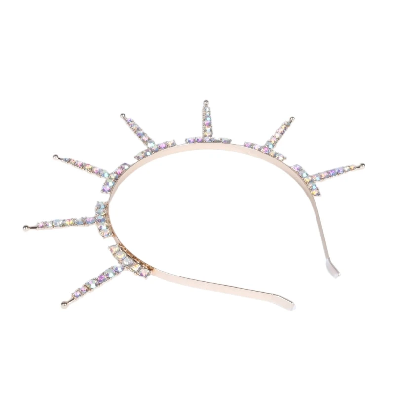 Crystal Spikes Hairhoop for Galas Night Tiaras Crown Hairhoop Elegant Hairband Baroque Headwear Stage Performances Crowns