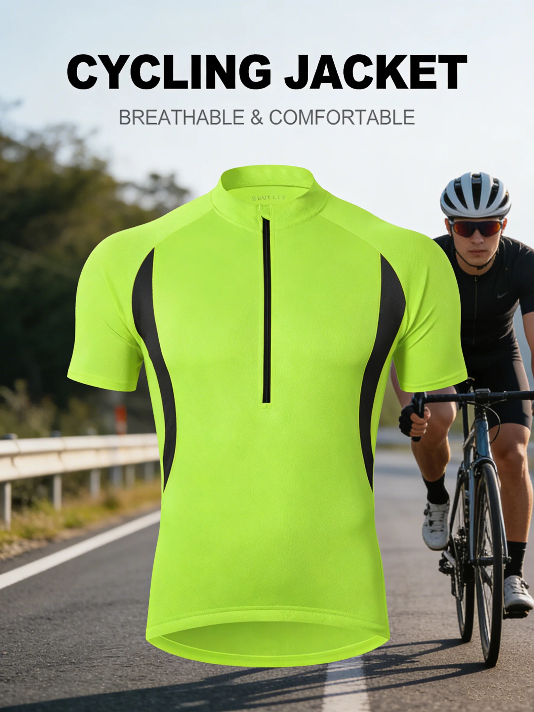 Herren-Radjacke, kurzärmelige Radjacke, schnell trocknend, atmungsaktiv, Radoberteil, Mountainbike-Radjacke, Radoberteil