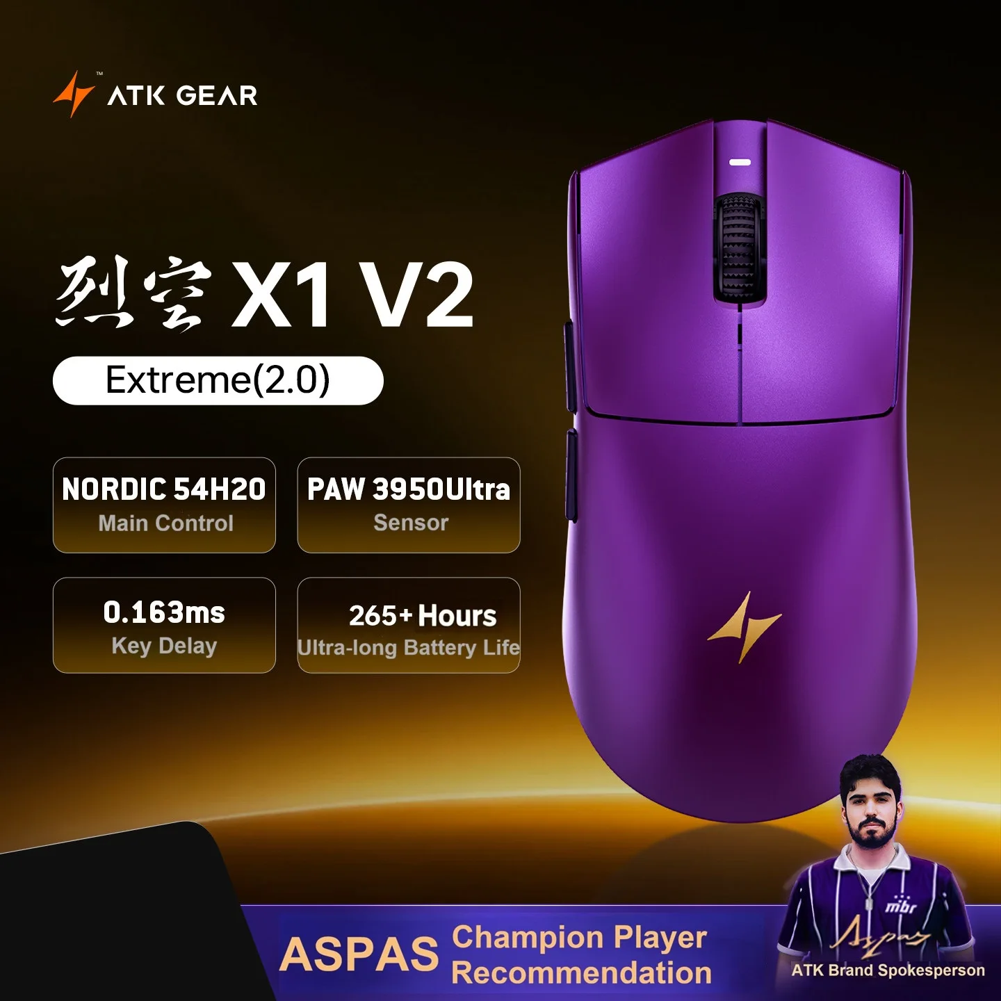 ATK X1 V2 Ultimate 2.0 Mouse Wireless PAW3950Ultra 54g Lightweight 42000DPI 750IPS 0.163ms Low Latency Gamer Accessory Gifts image 3